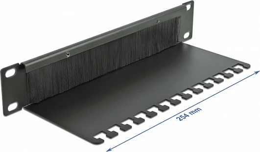 Panel furçe menaxhimi kabllosh DeLOCK, 10", 1U, me pllakë mbështetëse kabllosh, i zi