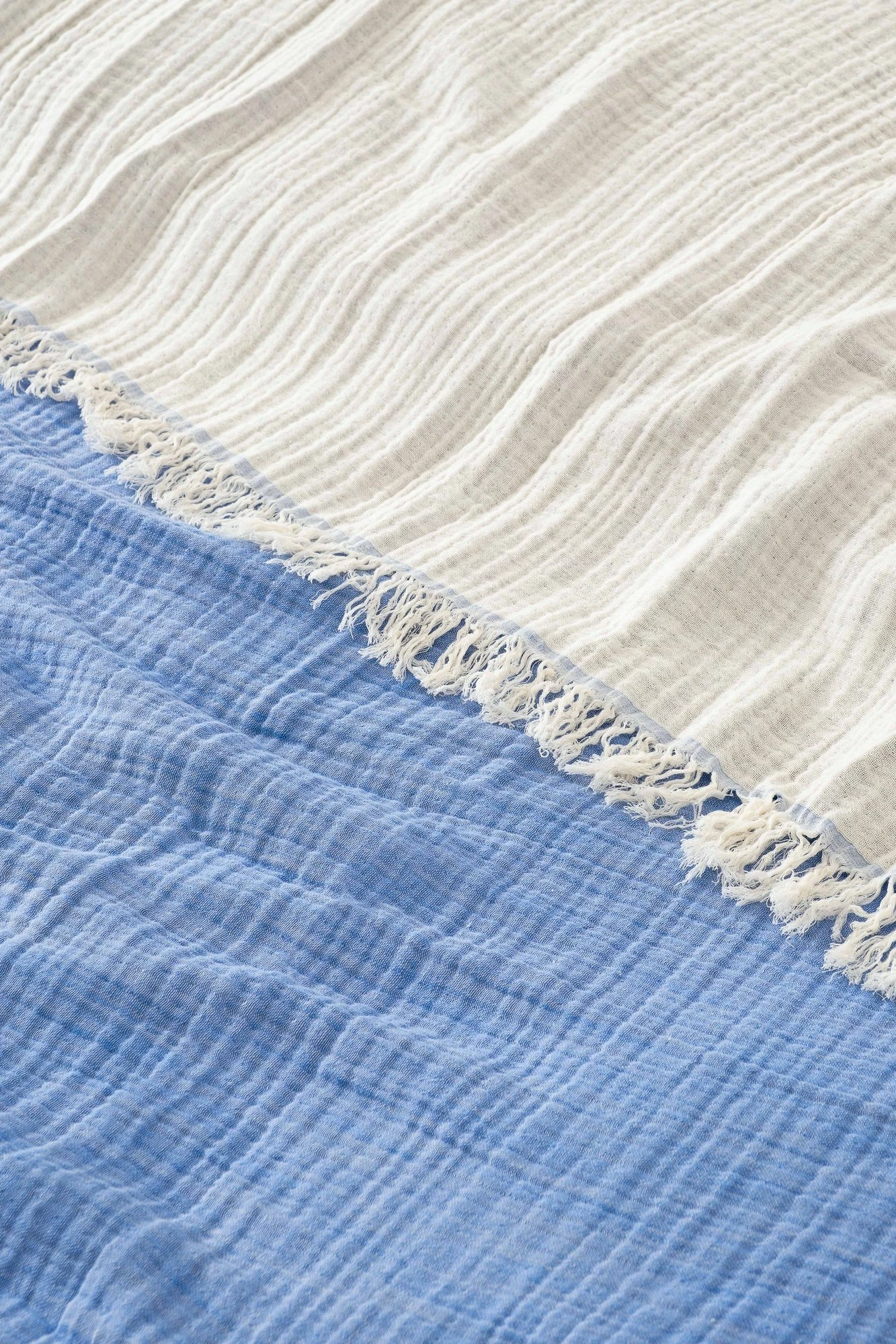 Mbulesë dyshe për shtrat, muslin, ngjyrë kaltër e çelët, 170x250cm