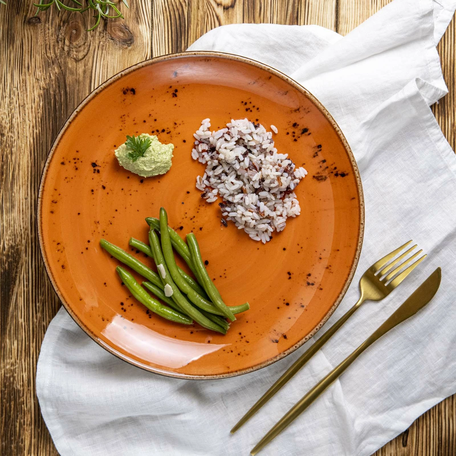 Pjatë e sheshtë Fine Dine Dahlia Ø190 mm, portokalli, set 6 copë