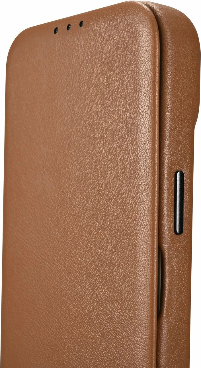 Mbështjellës lëkure iCarer CE Premium Folio për iPhone 14, MagSafe, kafe