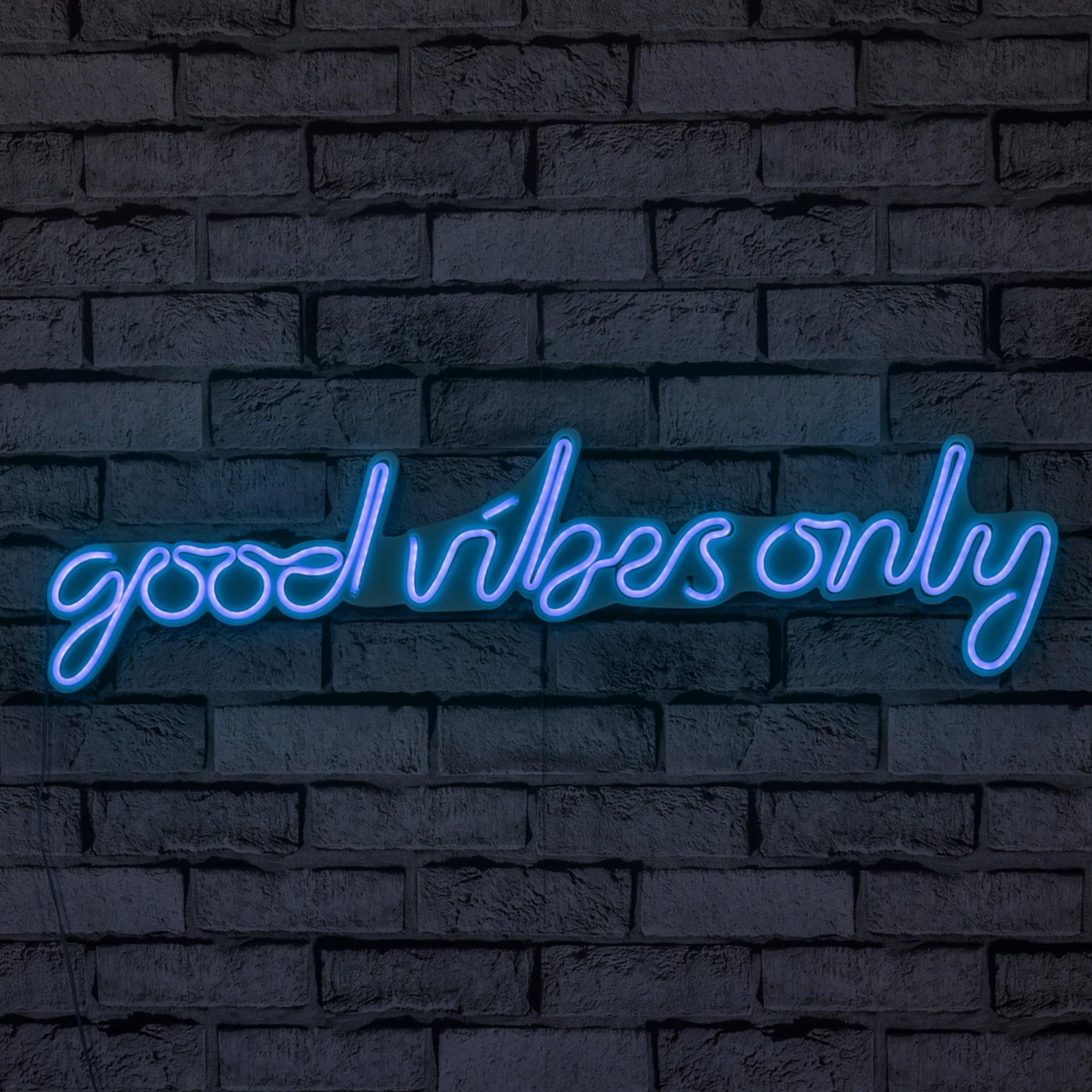 Dekor dritash LED plastike, 'Good Vibes Only', ngjyrë e kaltër