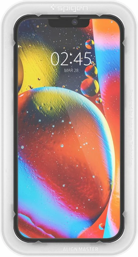 Mbrojtës ekrani xham i temperuar, Spigen, Glas.tR AlignMaster FC, për iPhone 13/13 Pro/14/16e, 0.3mm 9H, kornizë e zezë, set 2 copë