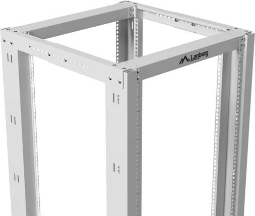 Raft i hapur 19" për servera, Lanberg, OR01-6842-S, 42U, 600x800 mm, kapacitet 600 kg, rregullim thellësie 430-590 mm, gri RAL 7035