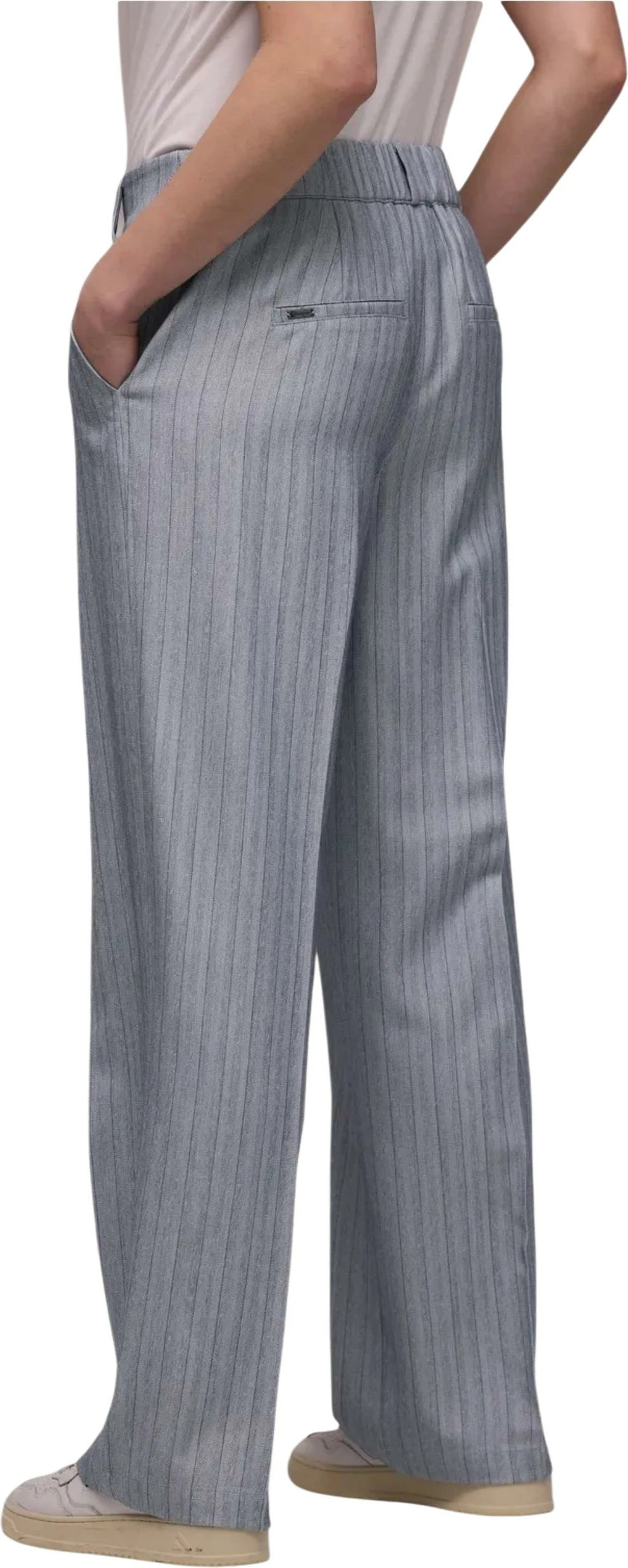 Pantallona për femra Street One Straight Leg Herringbone 380687, të kaltër të çelëta [Madhësia: W38 L32]