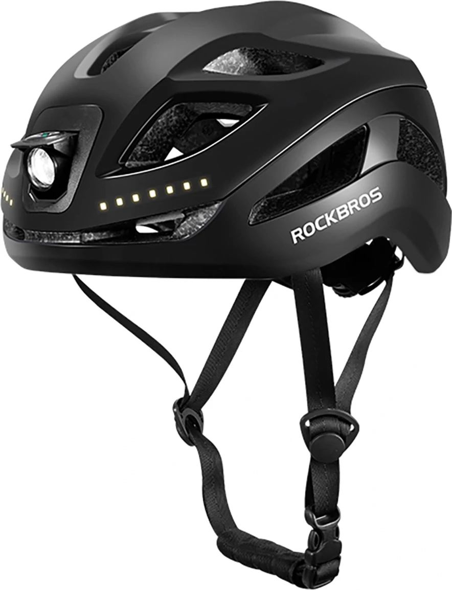 Helmet biçiklete Rockbros ZK-077 57-61 cm me drita të integruara USB-C, i zi