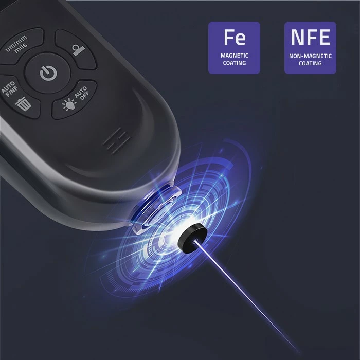 Matës trashësie boje Qoltec 50646, LCD i ndriçuar, 0-2000μm, i zi