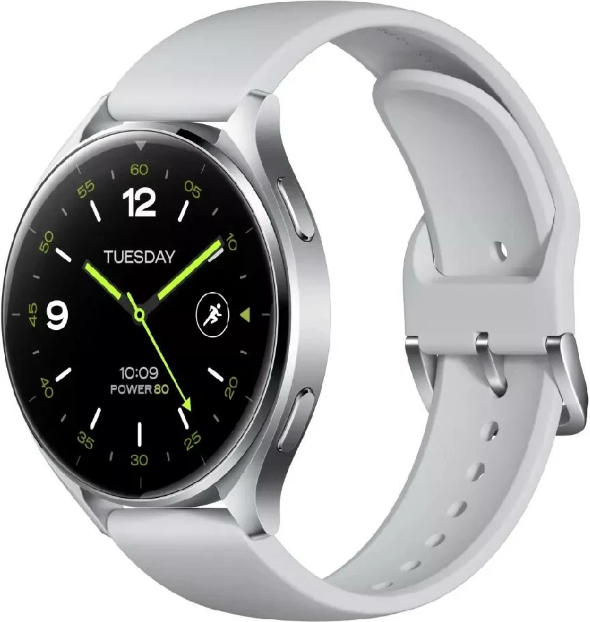 Smartwatch, Xiaomi Watch 2 1.43\" AMOLED, GPS, 5 ATM, Bluetooth 5.2, 495 mAh, kasë argjendi me rrip TPU gri