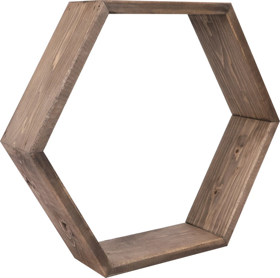Raft muri prej druri, ngjyrë arre, Hanah Home Hex001, set prej 3 copash
