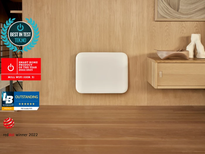 Radiator panel konveksion me Wi‑Fi MILL Invisible Smart PA400WIFI4 400W, i bardhë