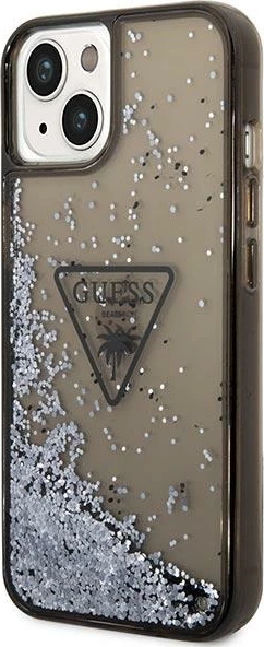 Mbështjellës Guess GUHCP14SLFCTPK për iPhone 14 6.1", Liquid Glitter Palm, i zi