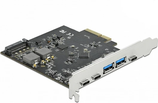 Kartë PCIe DeLOCK, PCI Express x4, 3x USB-C + 2x USB-A, USB 3.2 Gen 2 10Gbps