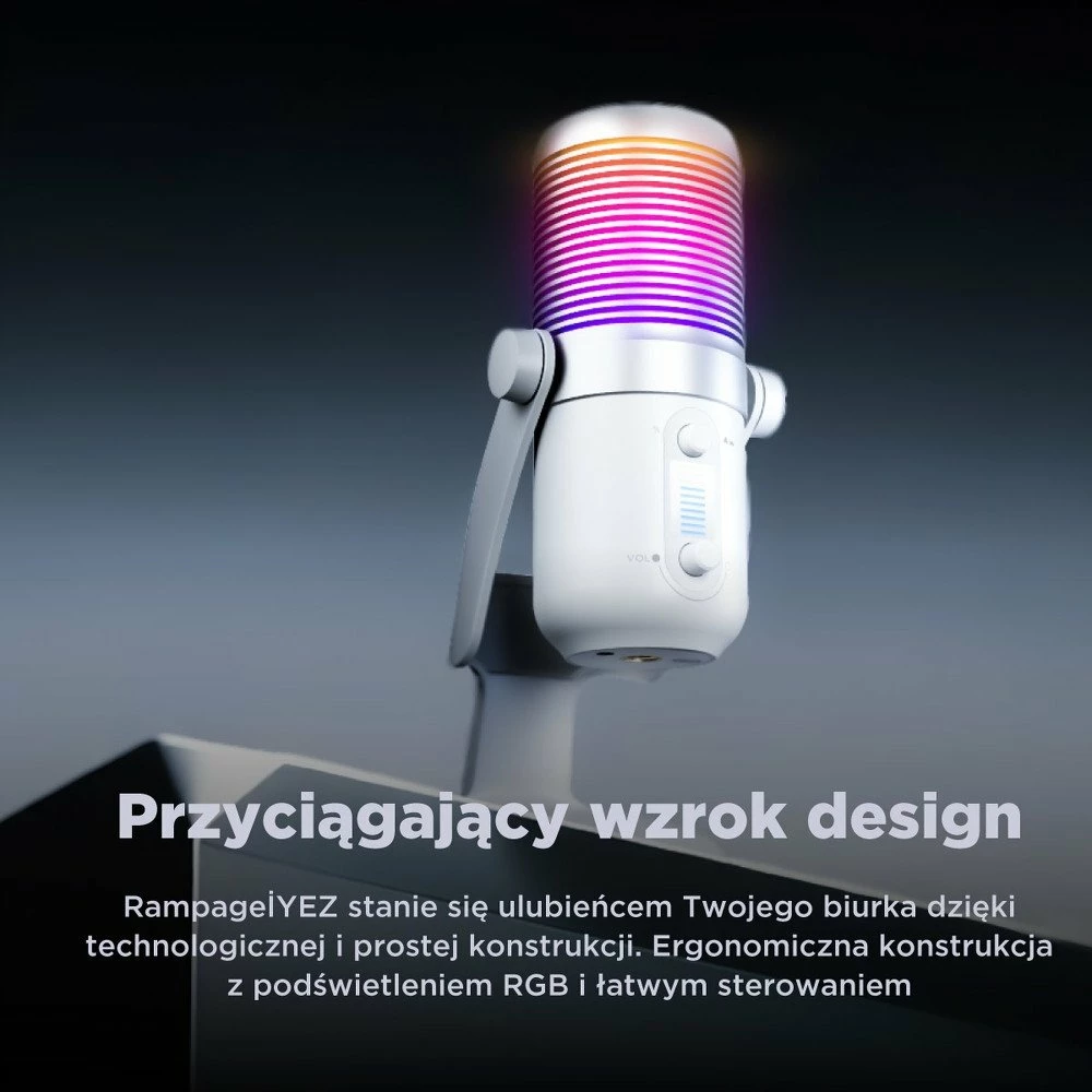 Mikrofon Rampage Diyez gaming USB-C RGB touch, i bardhë 2