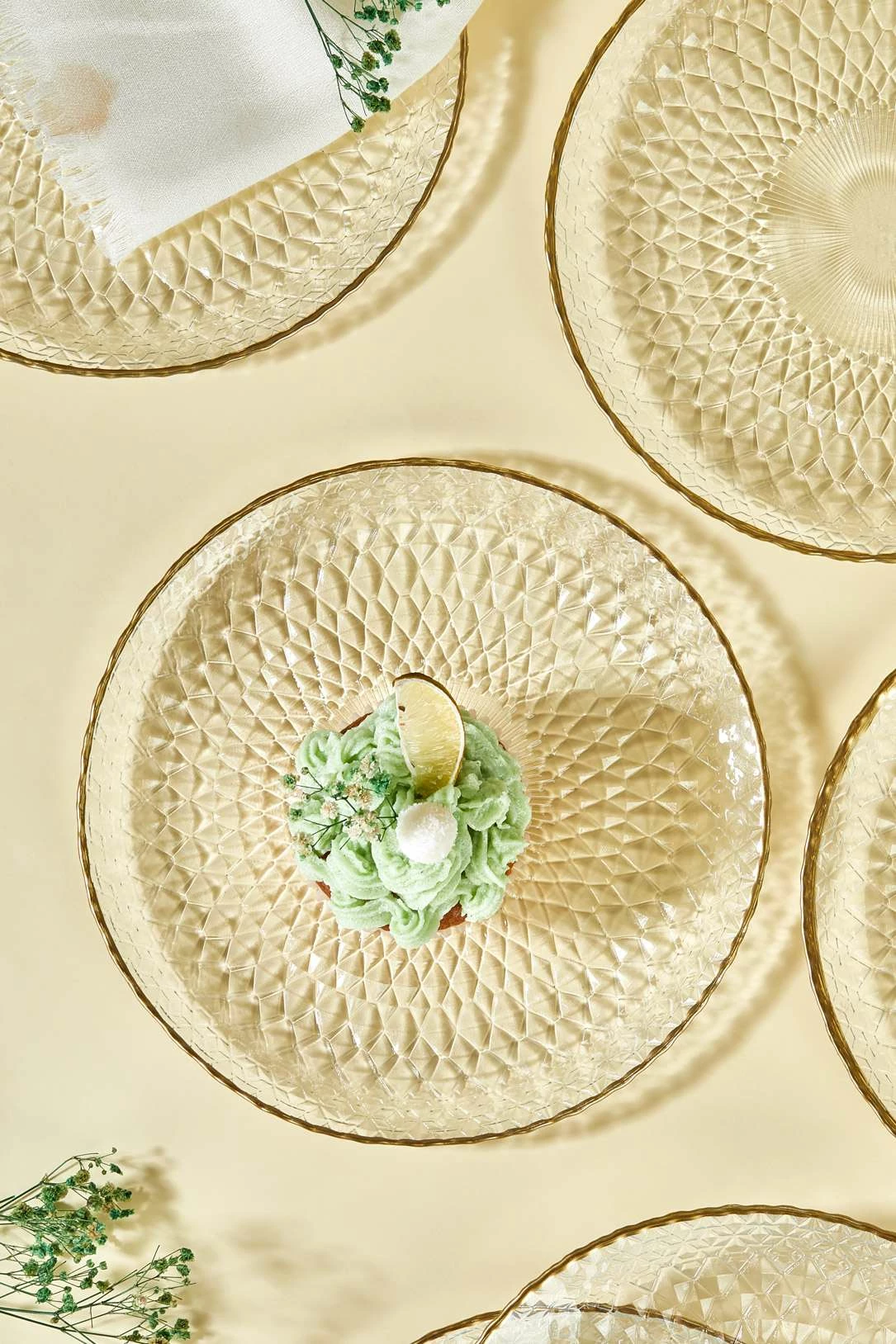 Set pjatash për ëmbëlsira (6 copë), Hermia Concept, Fugi, ngjyrë transparente