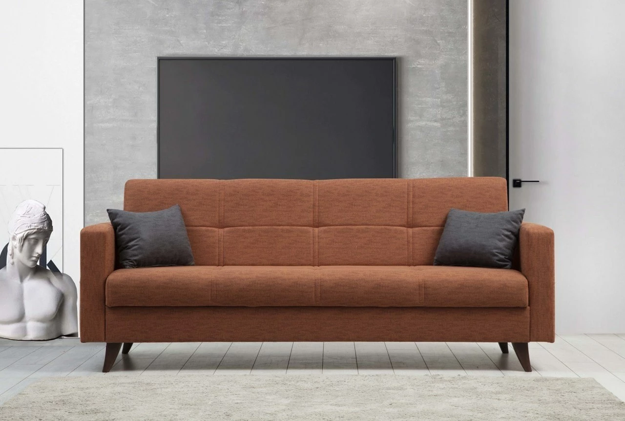 Divan-krevat treshe, ngjyrë e kuqe tullë, Atelier del Sofa, Polya
