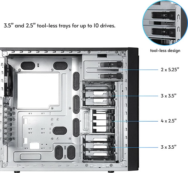 Kasë kompjuteri Chieftec BW-01B-OP, panel i përparmë me ventilim, USB 3.0, e zezë