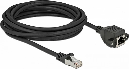 Kabllë zgjatës rrjeti DeLOCK Cat6A S/FTP, RJ45 mashkull në RJ45 femër, 5 m, e zezë