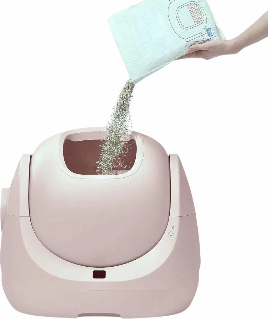 kuti inteligjente rëre për mace Catlink Baymax 7 L WiFi vetëpastruese, rozë, set me karikues + hidrogel deodorant + qese mbeturinash