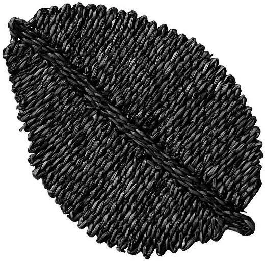 Nënshkronjë për enë të nxehta nextdeco BOHO, ratan, formë gjethe, 55x35xH2cm, e zezë