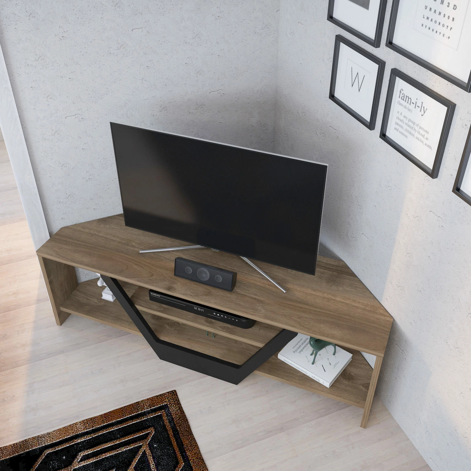Komodë TV Hanah Home, Sares, ngjyrë arre, e zezë