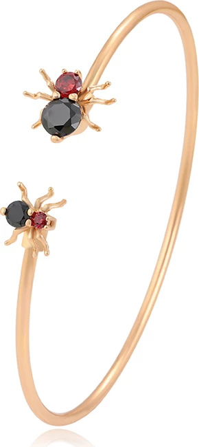 Byzylyk dore i praruar në ari 18 karatësh Merimangë BD18KM, ari/kuq/zi