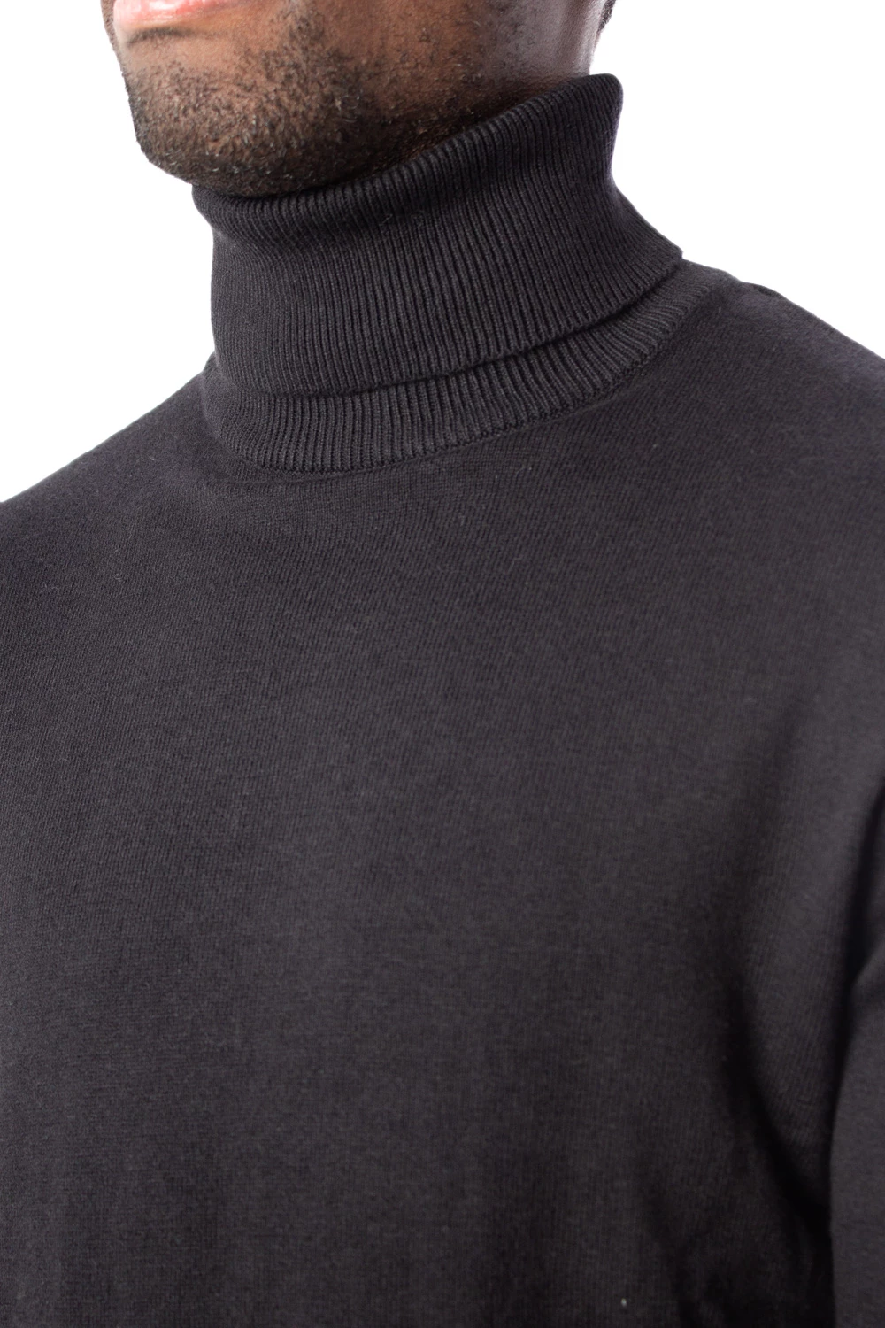 Xhemper me golf për meshkuj Jack & Jones Emil Knit Roll Neck STS 12157417, i zi [Madhësia: XS]
