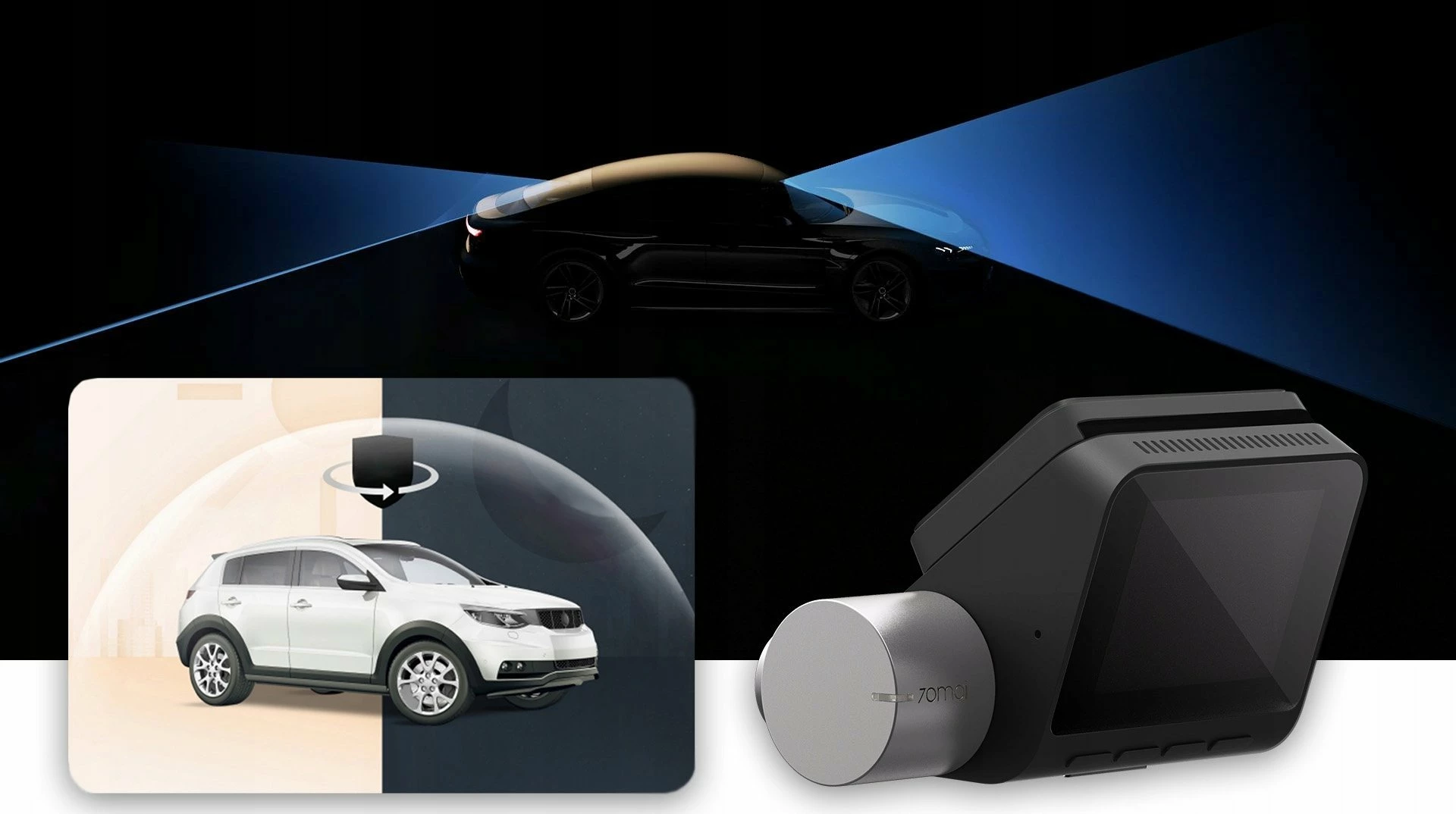 Kamerë regjistruese për veturë 70mai A510 HDR + kamerë mbrapa RC11, 1944p, GPS, ekran 2", e zezë, set