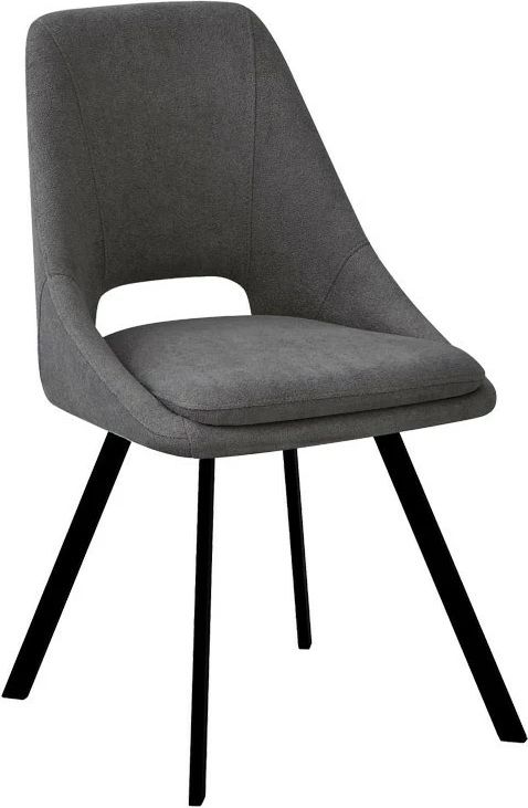 Karrige Initiate, material teddy, këmbë metalike të zeza, ngjyrë gri e errët, 48x57x85cm (set prej 2 copash)