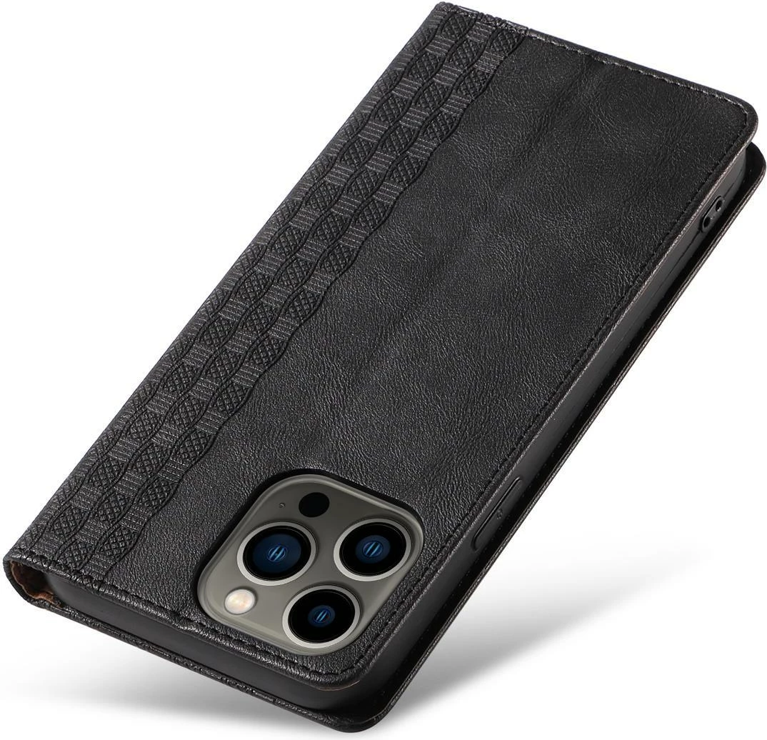 Mbështjellës Hurtel Magnet Strap Case për iPhone 12 Pro, me portofol dhe litar dore, e zezë