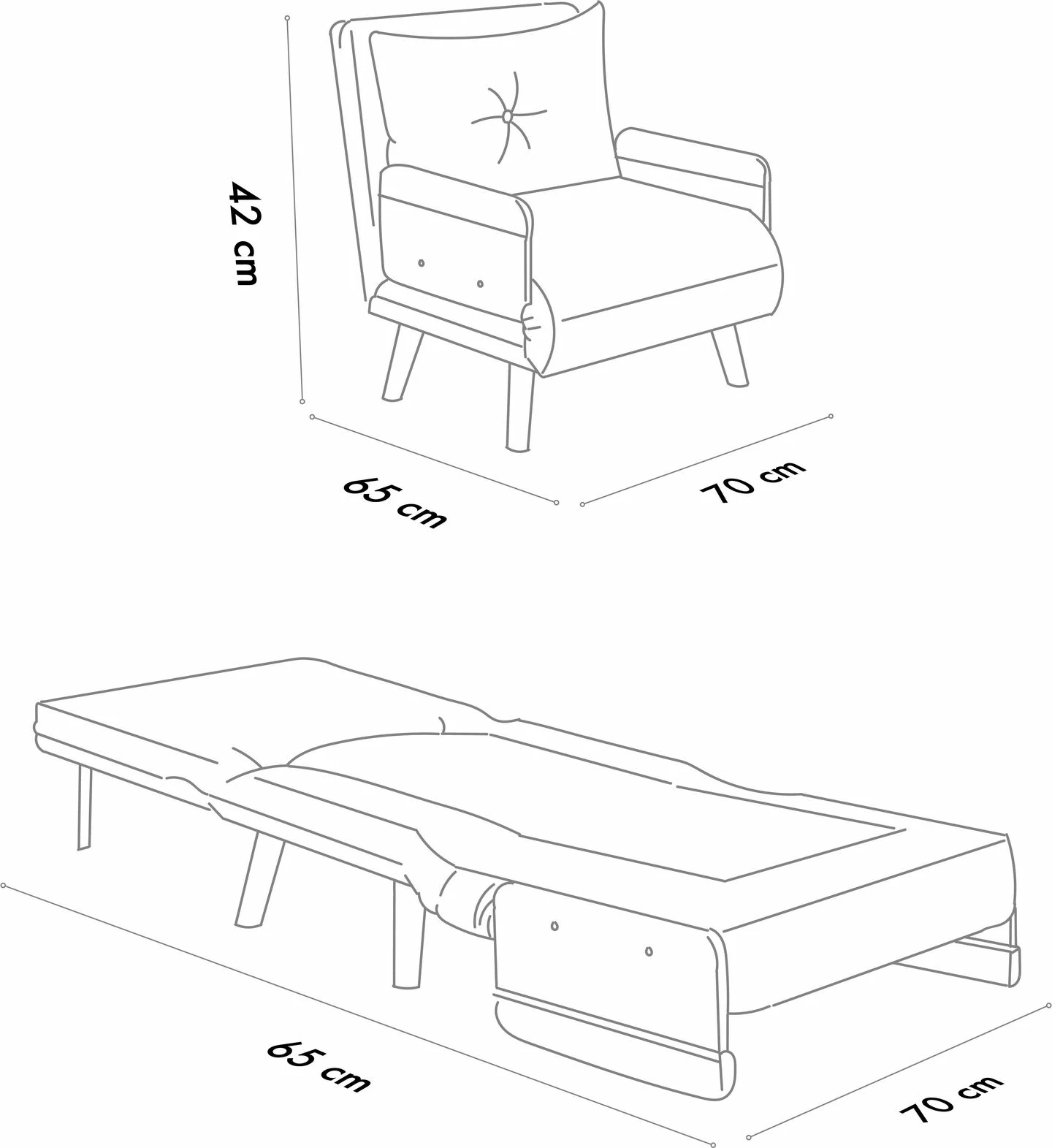 Krevat-karrige një vendësh Atelier del Sofa, Cosmo Single, gri e errët