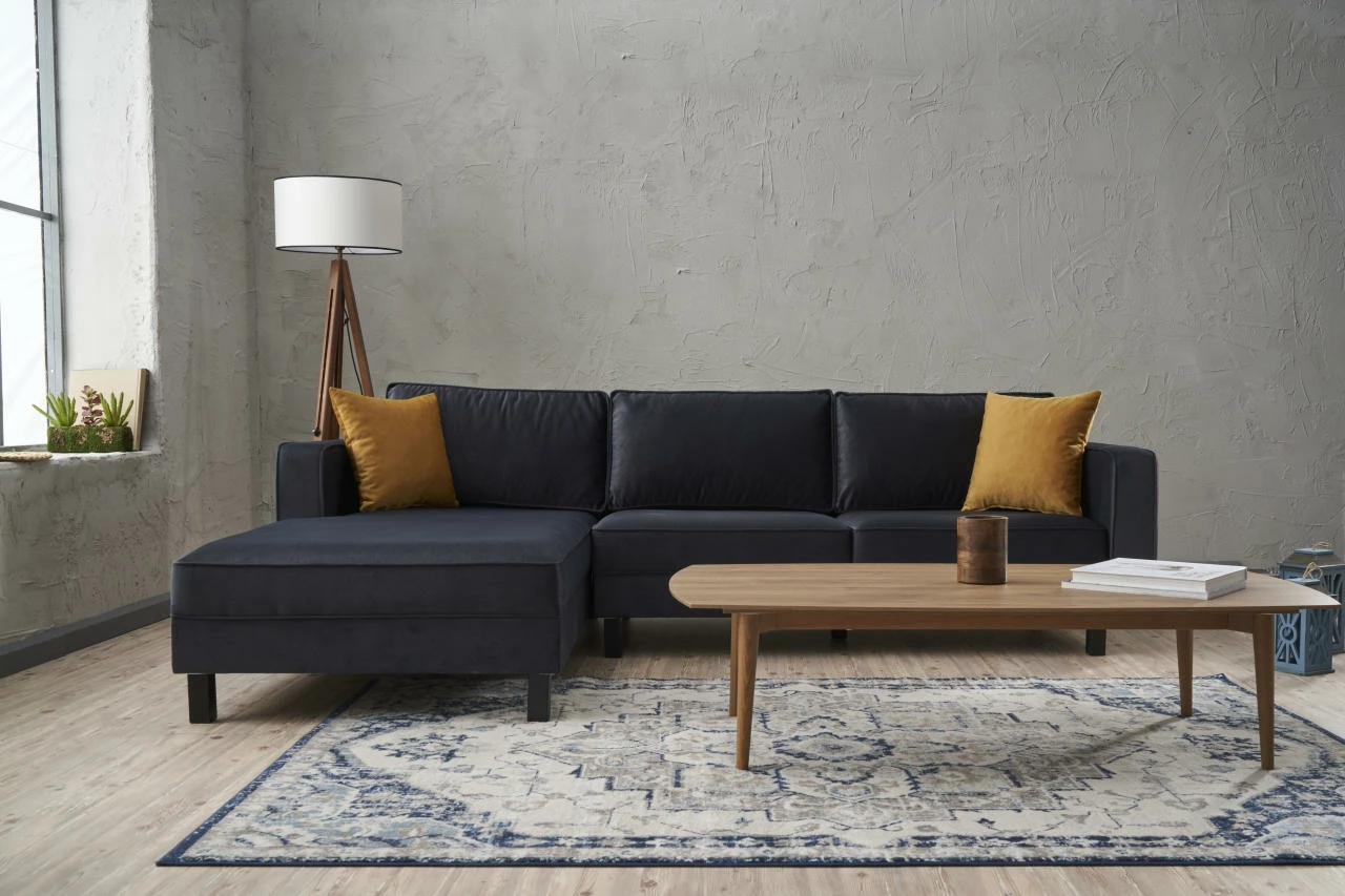 Këndare Atelier del Sofa, kadife Kale, kënd i majtë, anthracite