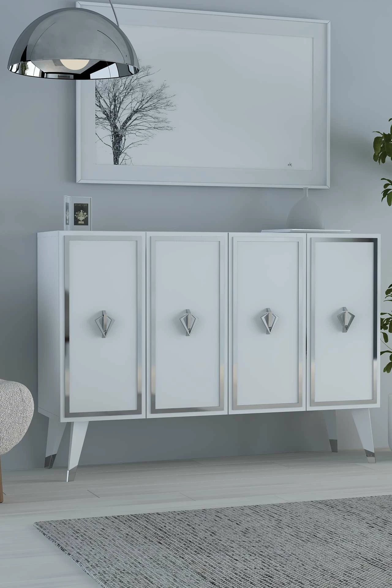 Konsol Skye Decor, 8177KM-32, e bardhë, argjend