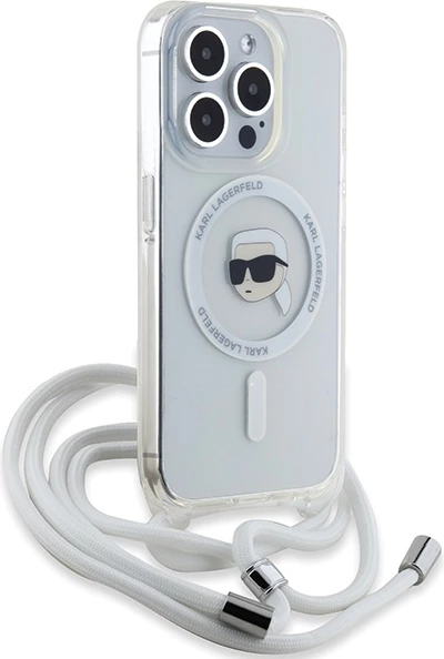 Mbështjellës Karl Lagerfeld Crossbody IML Karl Head MagSafe për iPhone 15 Pro Max, Transparent