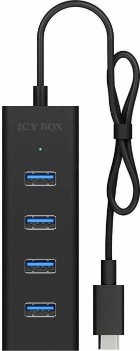 USB-C hub ICYBOX IB-HUB1409-C3, 4x USB-A 3.0, 5 Gb/s, kabllo 40 cm, i zi