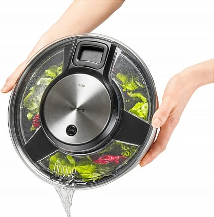 Centrifugë sallate Gefu Speedwing, inox, kapak transparent, argjend/zi