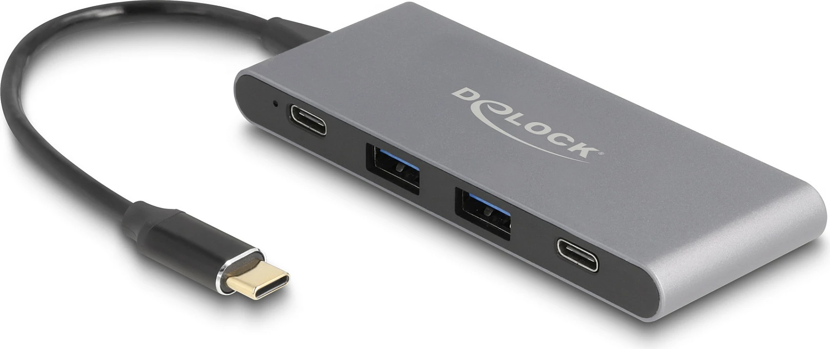 Hub USB-C DeLOCK 4-Port, 2x USB-A + 2x USB-C, 10 Gbps, USB PD, gri