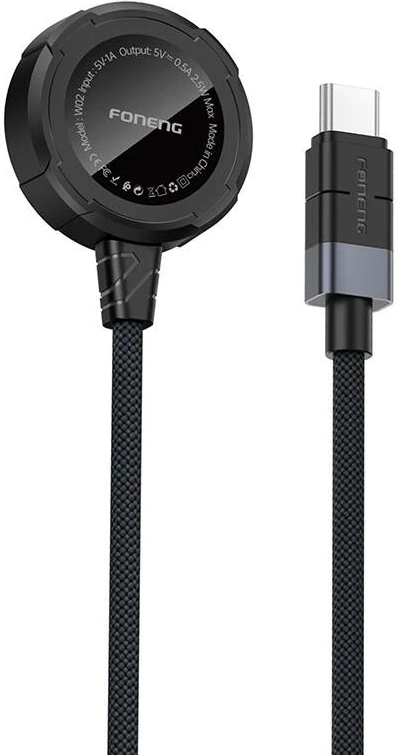Karikues wireless Foneng W02 për Apple Watch, 2.5W, 1m, zi