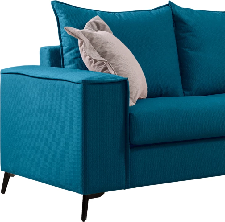 Set divanësh Verona 2 pjesë, pëlhurë petrol me jastëkë ngjyrë bezhë