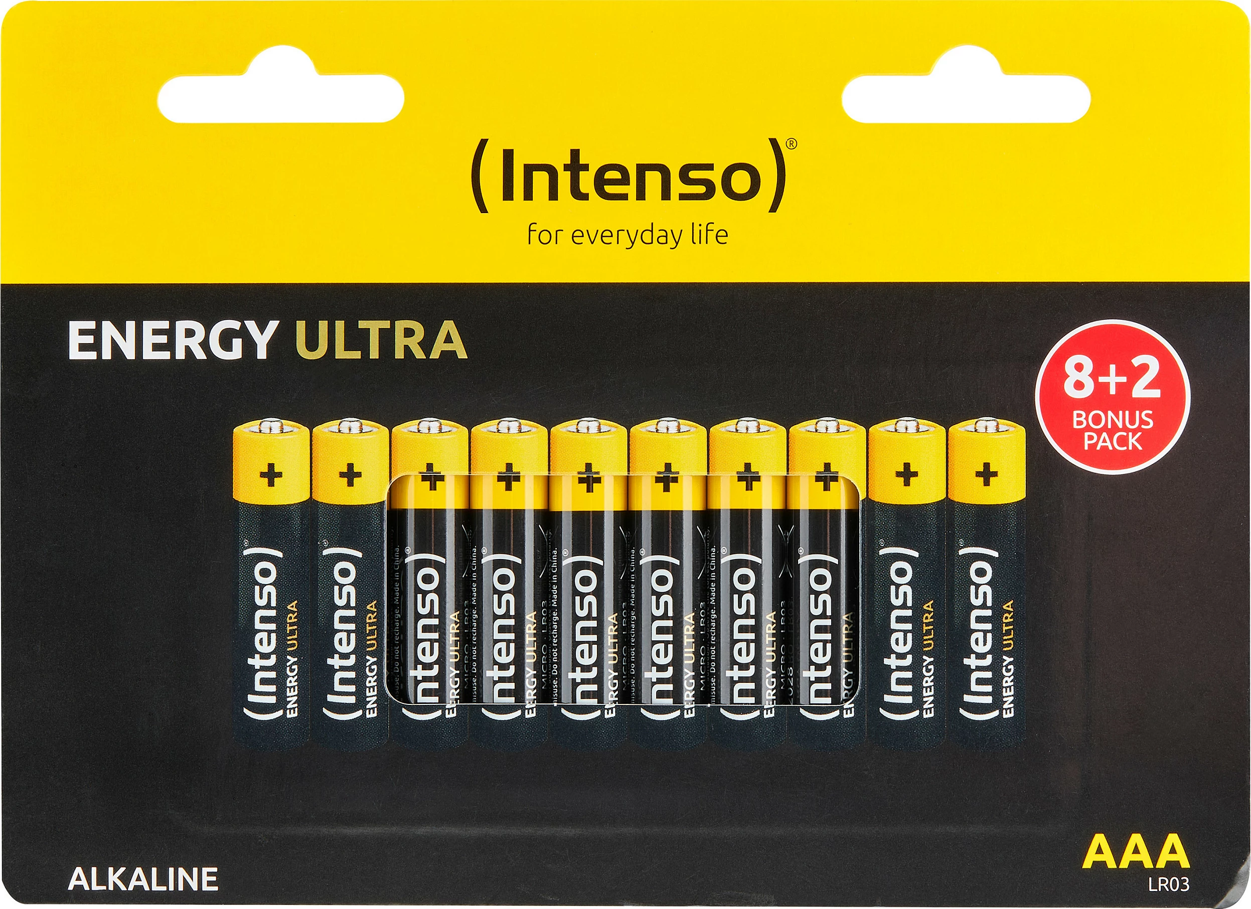 Bateri Intenso Energy Ultra AAA 1.5V 1250mAh, paketë 10 copë, e zezë/verdhe
