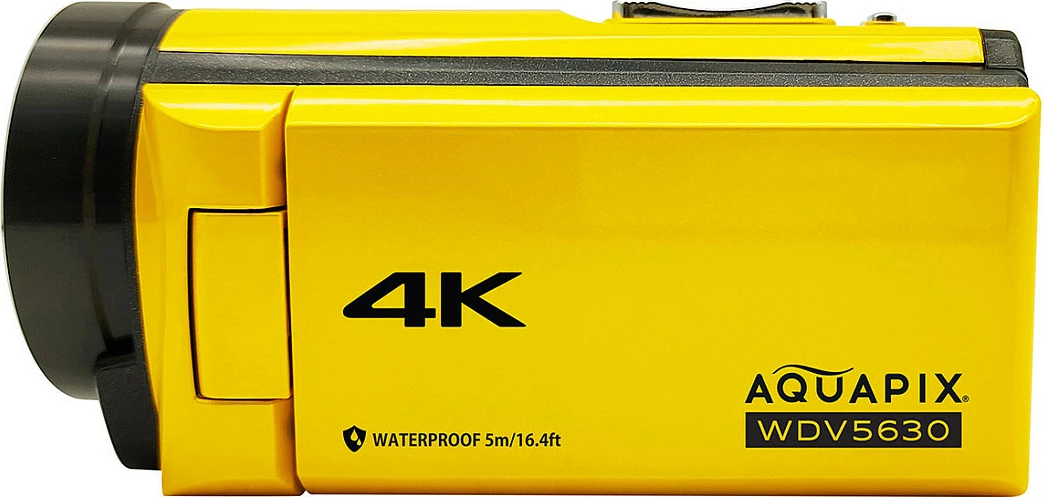 Kamerë video EASYPIX Aquapix WDV5630, 4K, 13 MP, ekran 3", MicroSD deri 128GB, e verdhë