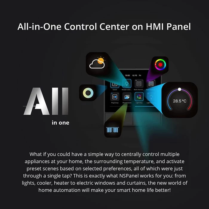 panel kontrolli smart muri SONOFF NSPanel-EU, touchscreen, termostat, WiFi, i zi