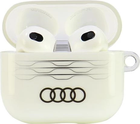 Mbështjellës Audi IML Geometric Pattern për AirPods 3, i bardhë