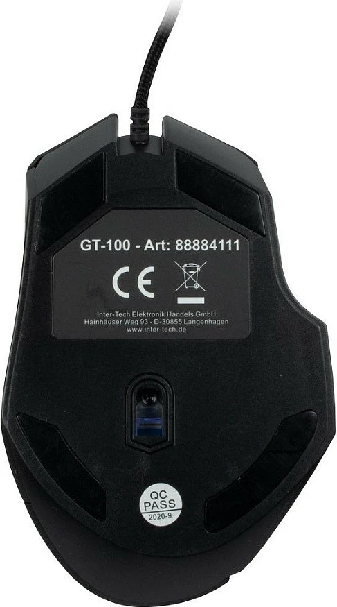 Maus gaming Inter-Tech AC GT-100, me kabllo, me ndriçim LED, i zi