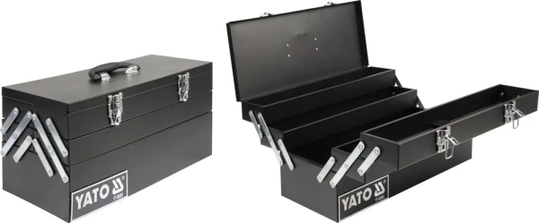 Kuti veglash Yato metalike 5 kompartimente 46 x 20 x 22.5 cm, e zezë