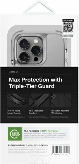 Mbështjellës UNIQ Combat MagClick Charging për iPhone 16 Pro 6.3", gri
