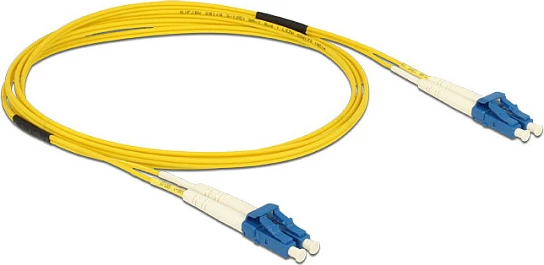 Kabllo fibra optike DeLOCK LC-LC OS2, 2 m, single-mode, duplex, e verdhë