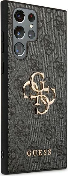 Mbështjellës, Guess, GUHCS22L4GMGGR 4G Big Metal Logo, hardcase TPU/lloj lëkure sintetike, për Samsung Galaxy S22 Ultra S908, gri