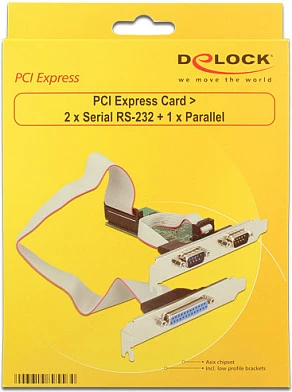 Kartë zgjerimi PCIe DeLOCK 89556, 2x Serial RS-232 + 1x Paralel, low-profile, e gjelbër
