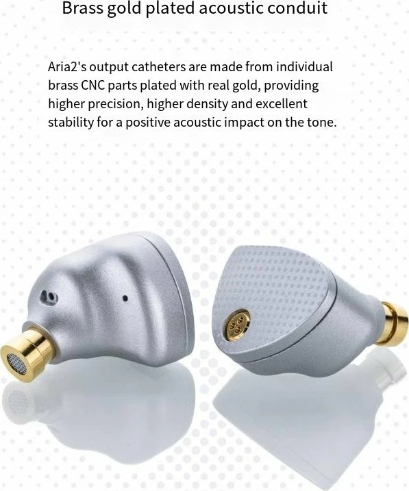 Kufje in-ear Moondrop Aria 2, 3.5mm, 0.78mm 2-pin, 1.2m, semi-open, 33Ω, argjendtë/gri
