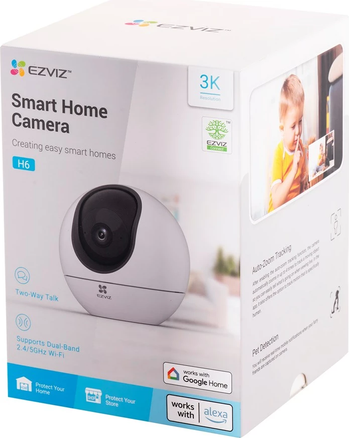 Kamerë IP Ezviz CS-H6 3K me monitor touchscreen SD7, 4mm, e bardhë