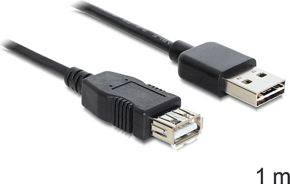 Kabllo zgjatëse USB DeLOCK EASY-USB 2.0-A, 1m, USB-A mashkull në USB-A femër, e zezë
